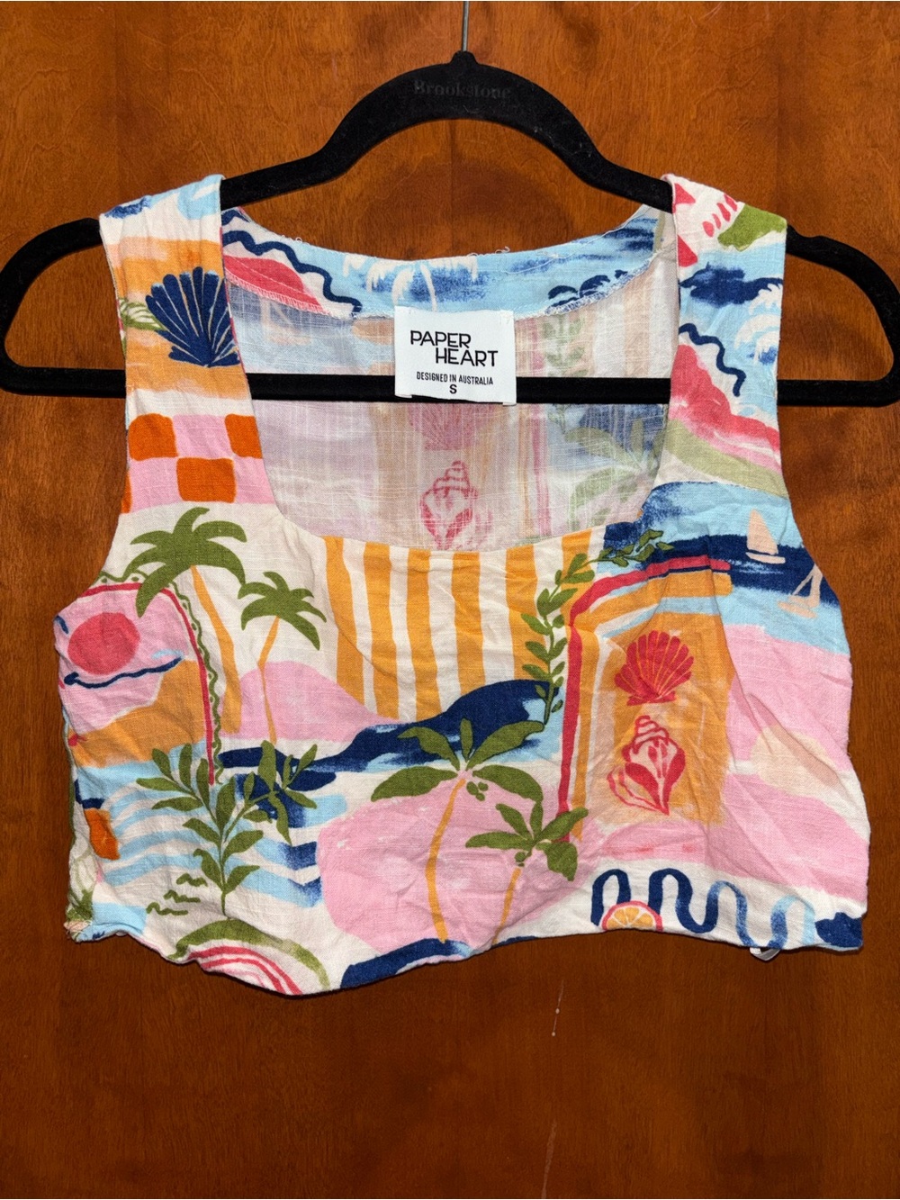 Paper Heart Multicolor Tropical Crop Top